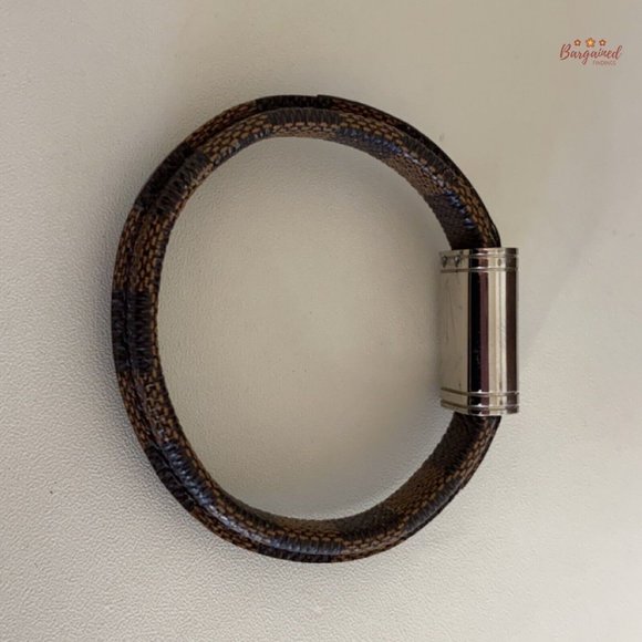 Authentic Louis Vuitton Brown Damier Ebene Coated Canvas Clip It Bracelet BC0148 - Picture 12 of 12